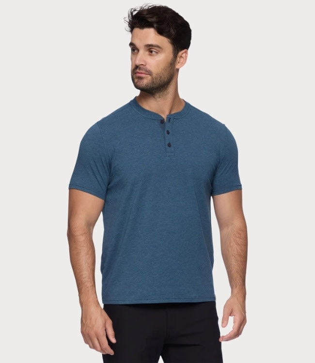 Essential Stretch SS Comfort Henley - Navy