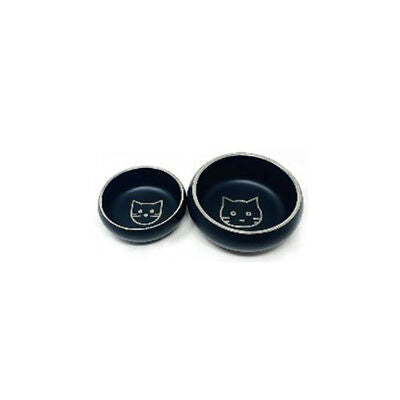 Eurodog Laser Engraved Black Steel Cat Bowl for Food &amp; Water 16cm