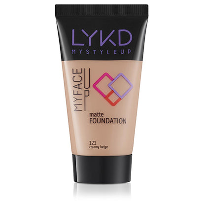 LYKD Matte Foundation 121 Creamy Beige - Long-Lasting, Matte Finish Makeup for Everyday Wear