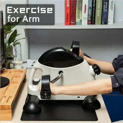 Ezra mini exercise bike for home use, portable hands and feet trainer with adjustable resistance.