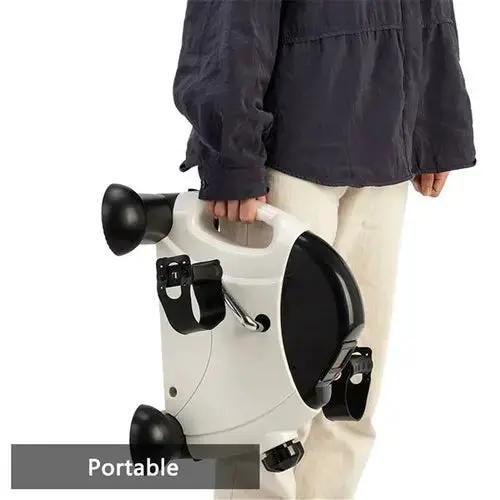 Ezra mini exercise bike for home use, portable hands and feet trainer with adjustable resistance and compact design.