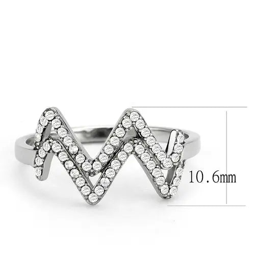 Ezra DA339 stainless steel ring with AAA grade clear CZ gemstone, showcasing a sleek, no plating design.