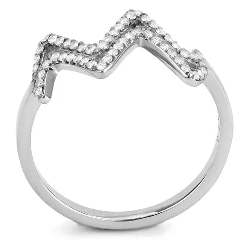 Ezra DA339 no plating stainless steel ring with AAA grade clear CZ gemstone, showcasing a sleek, polished design.