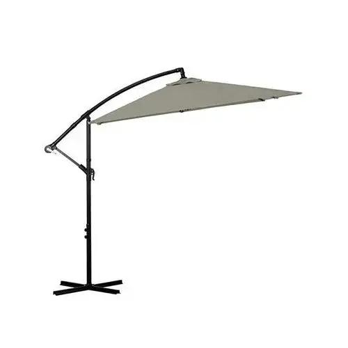Ezra beige and grey Milano outdoor cantilever umbrella providing shade for garden, deck, or patio with sturdy design.