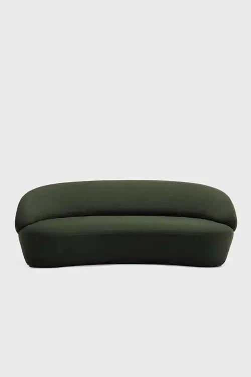 Ezra Naïve green velour 2-seater sofa with plush cushions and modern design, ideal for contemporary living rooms.