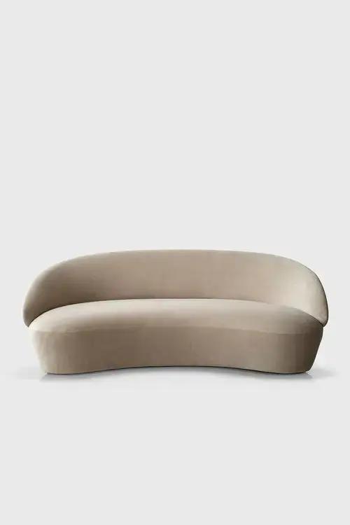 Ezra Naïve 2-seater sofa in green velour fabric, showcasing plush cushions and modern design for living room comfort.