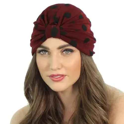 Ezra Slinky Dot Turban — Velvet Burnout Head Wrap