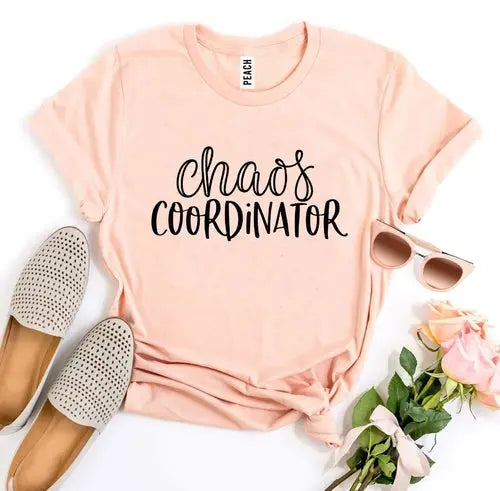 Navy Ezra Chaos Coordinator Tee featuring bold graphic design, premium quality casual t-shirt for men.