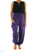 Ezra purple boho harem pants with a flowy design, suitable for yoga, festivals, and casual wear.
