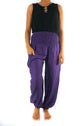 Ezra purple boho harem pants with a flowy design, suitable for yoga, festivals, and casual wear.