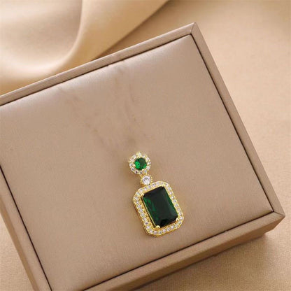 Classic Zircon Emerald Crystal Geometric Jewelry Set