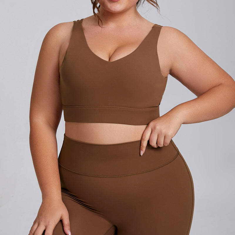 Womens Plus Size High Elastic Yoga Fitness Suit