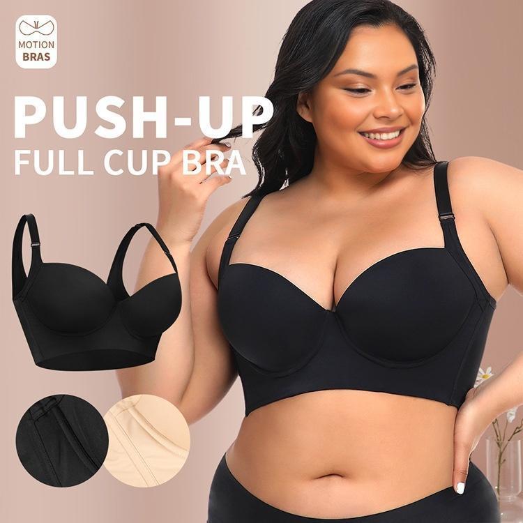 Black Color Women Curvy Plus Size Glossy Underwire Push Up Bra, Sexy Shiny Lingerie Support Bra for Daily &amp; Intimate Occasions