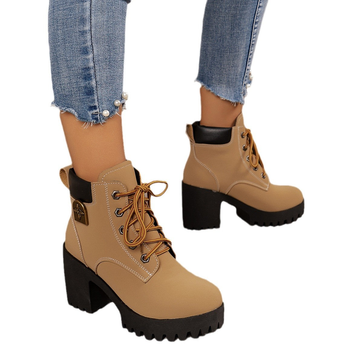 Women Chunky Heel Martin Boots