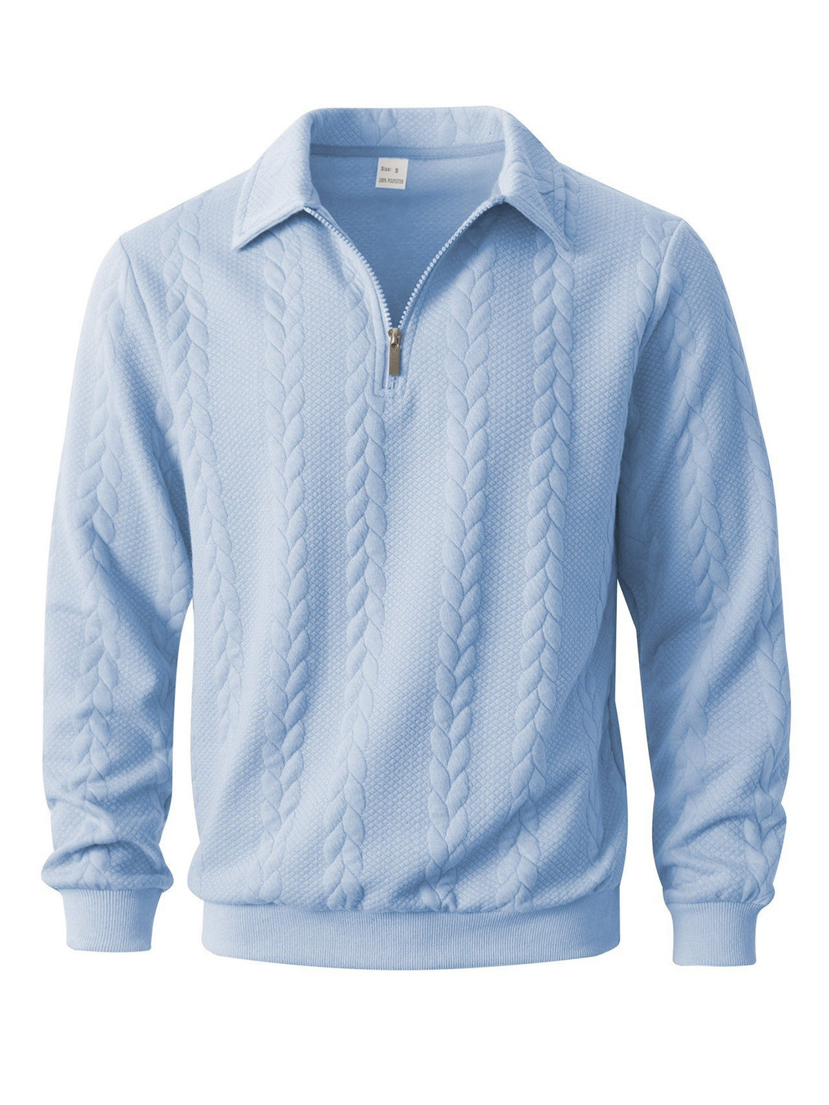 Mens Half Zip Jacquard Polo Shirt