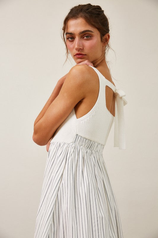Ribbed Knit Bodice Maxi Dress