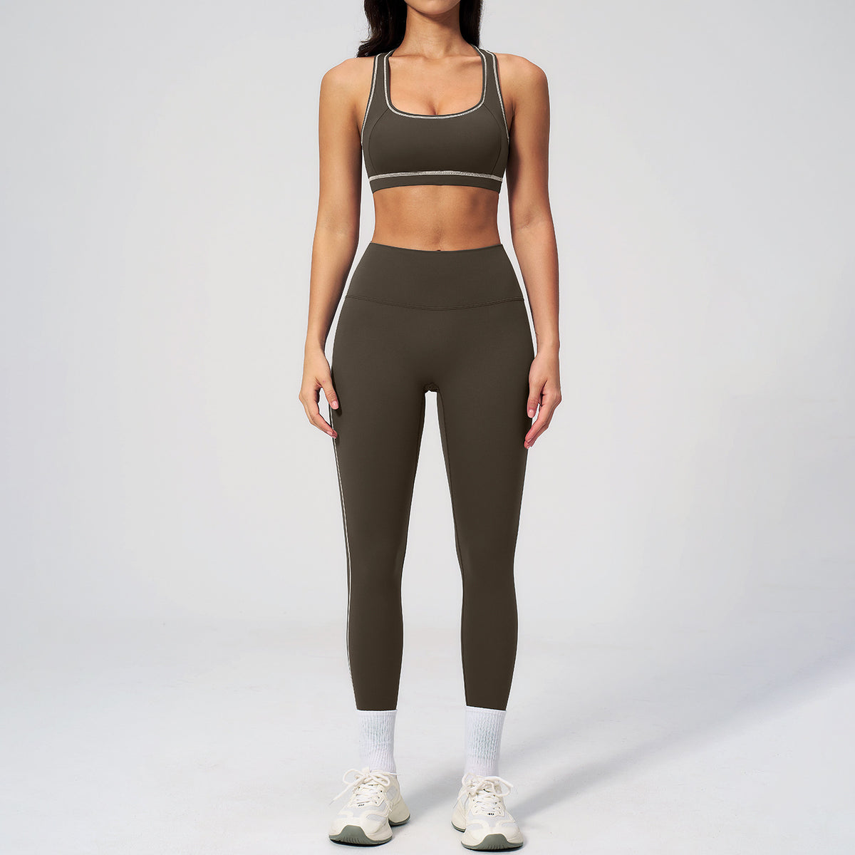 Womens Brushed Yoga Suit Set with Zipper