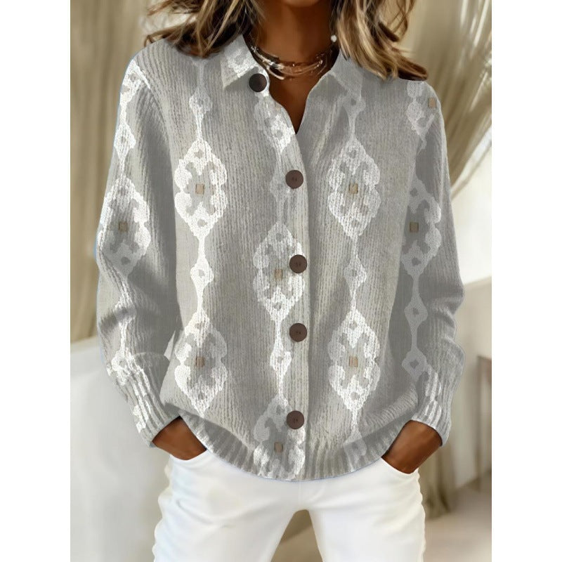 print turn-down collar shirt