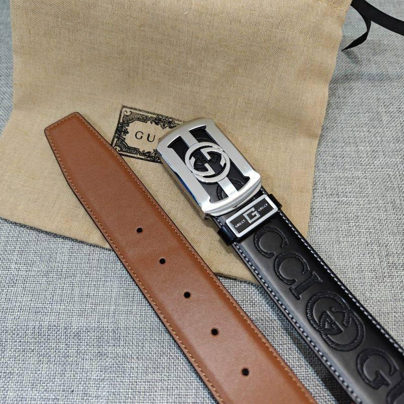 GUCCI Embellished coated-canvas and leather belt &