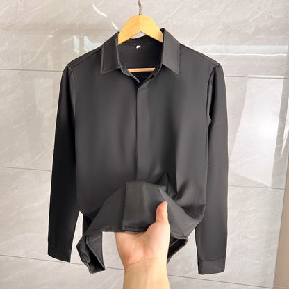 Mens Chiffon Hidden Button Shirt