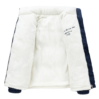 Winter corduroy reversible fleece-lined jacket