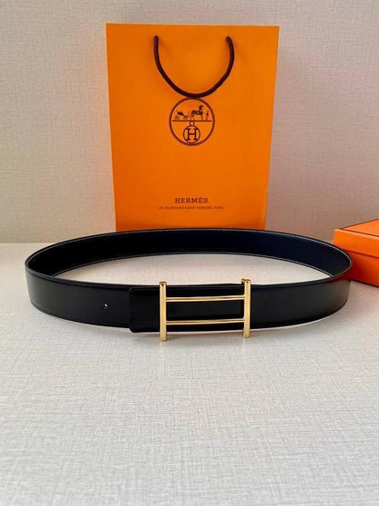 Hermes Men Gold Buckle Belt &