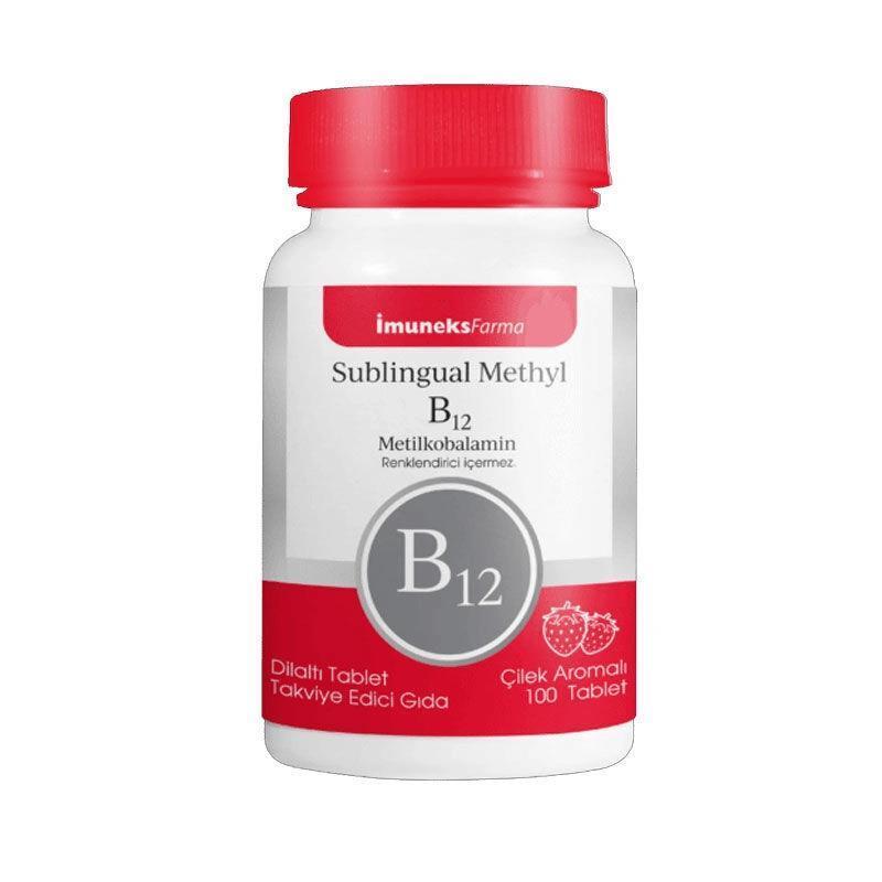 İmuneks Farma Sublingual Methyl B12 100 Tablets - Vitamin B12 Supplement for Energy &amp; Nerve Health