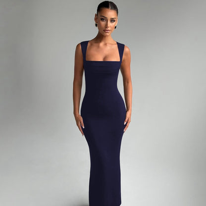 Womens Slim Fit Square Neck Dress