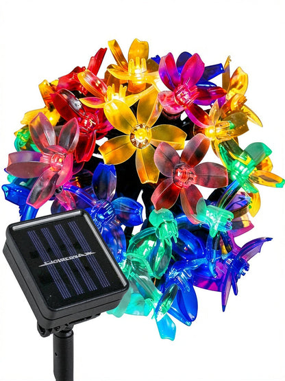 Lightsmax Outdoor 22 Ft. Solar Flower Mini Bulb 50 Led String Light Multi-Color