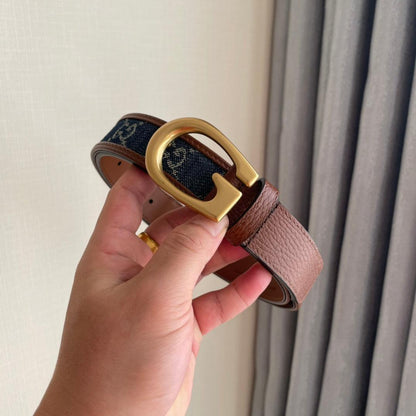 GUCCI Embellished coated-canvas and leather belt &