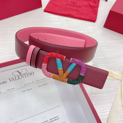 VALENTINO GARAVANI V logo Rainbow Reversible Leather Belt &