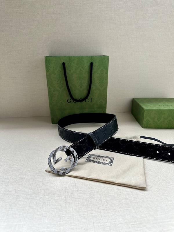 GUCCI Embellished coated-canvas and leather belt &