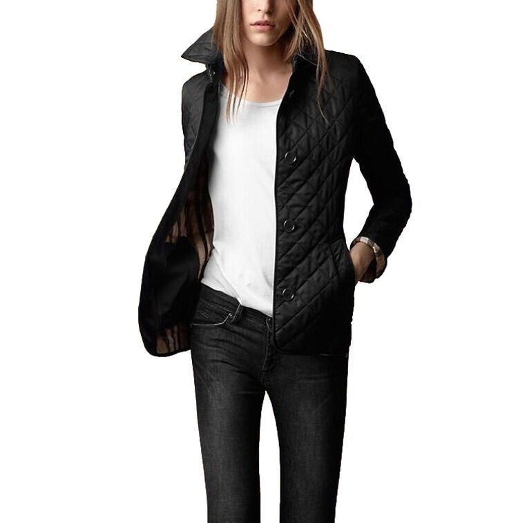 Slim Fit Quilted Jacket with Lapel Collar