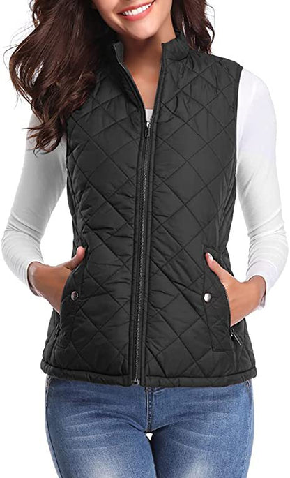 Quilted Stand Collar Cotton Vest
