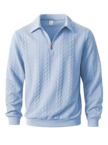 Mens Half Zip Jacquard Polo Shirt