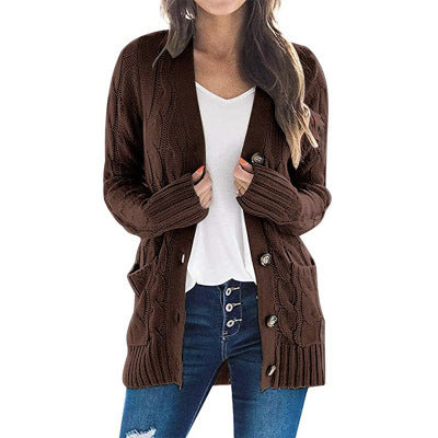Womens Cable Knit Button Cardigan