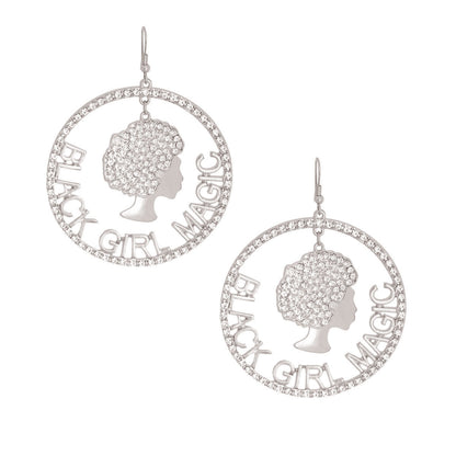 Silver Black Girl Magic Earrings