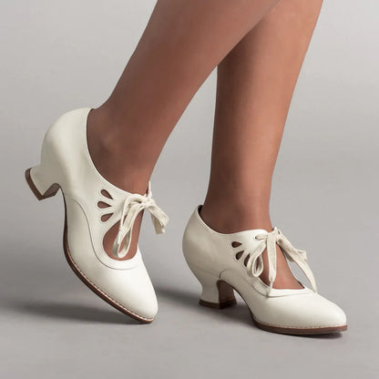 Womens Lace-up Hollow High Heels