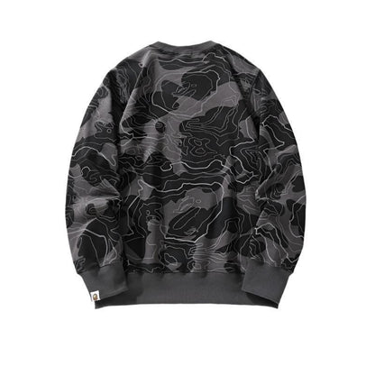 BATHING APE MEN SWEATSHIRT LAYERED CAMO CREWNECK MENS