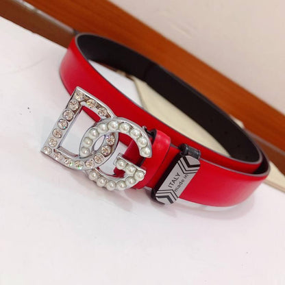 Dolce Gabbana Calfskin belt with bejeweled DG logo &