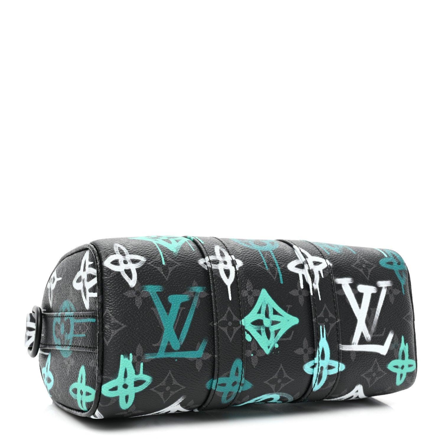 Louis Vuitton Monogram Eclipse LV Graffiti Keepall Bandouliere 25 &