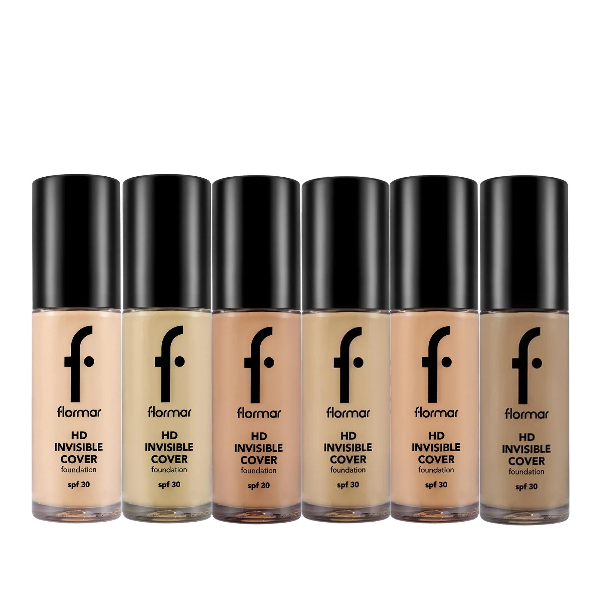 Flormar Invisible Cover HD Foundation - Lightweight, SPF30 Sun Protection &amp; Semi-Matte Finish