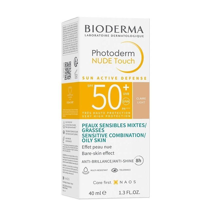 Bioderma Photoderm NUDE Touch SPF50+ Light 40 ml - Sunscreen with Makeup Effect for Oily &amp; Combination Skin