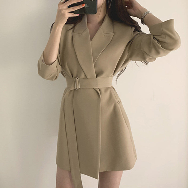 Mid-Length Retro Blazer with Belt