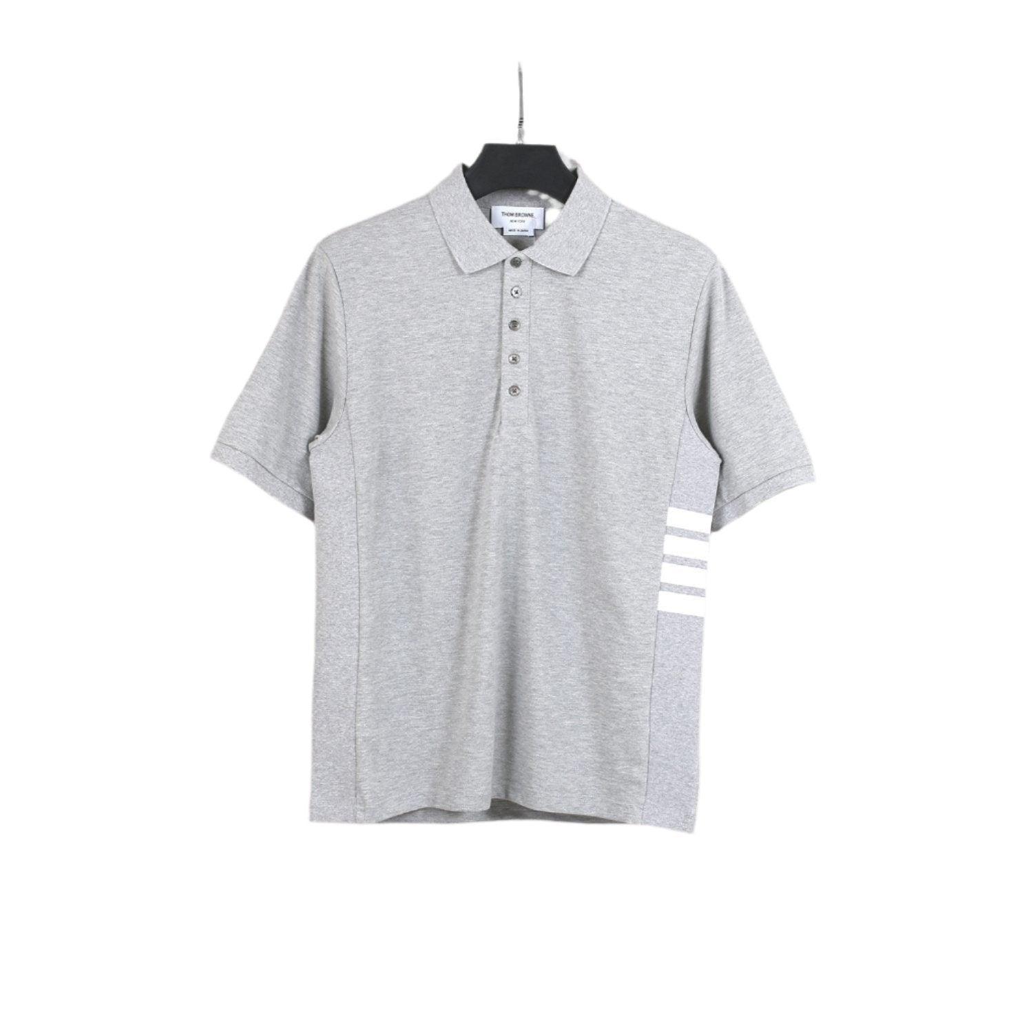 Thom Browne Grey T-Shirt with Collar