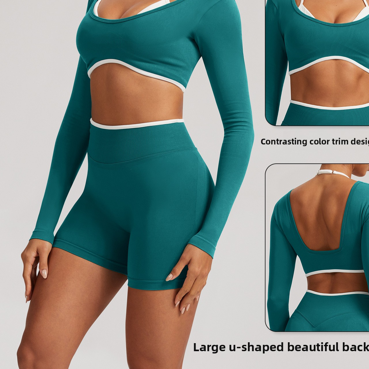 Seamless White Hemmed Yoga Suit for Women