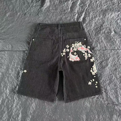 Casual Long Pants Plum Blossom Embroidery
