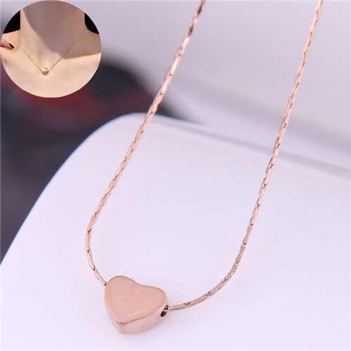 Classic Design Sweet Heart Pendant Titanium Women Wholesale Necklace - Rose Gold