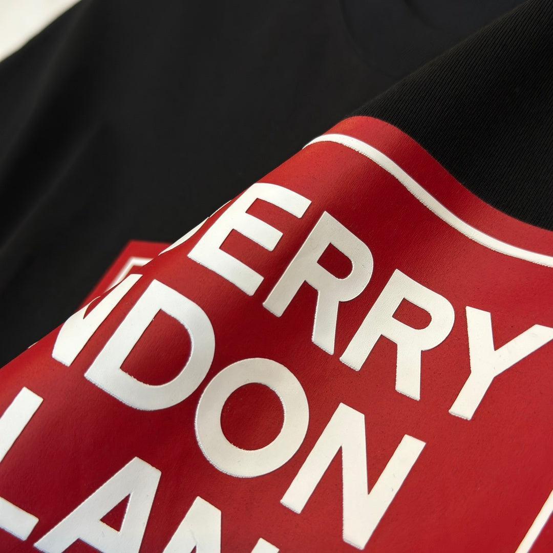 Burberry Black &amp; Red T-Shirt Without Collar