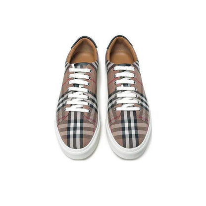 Burberry Check Print Low-Top Sneaker Dark Brown